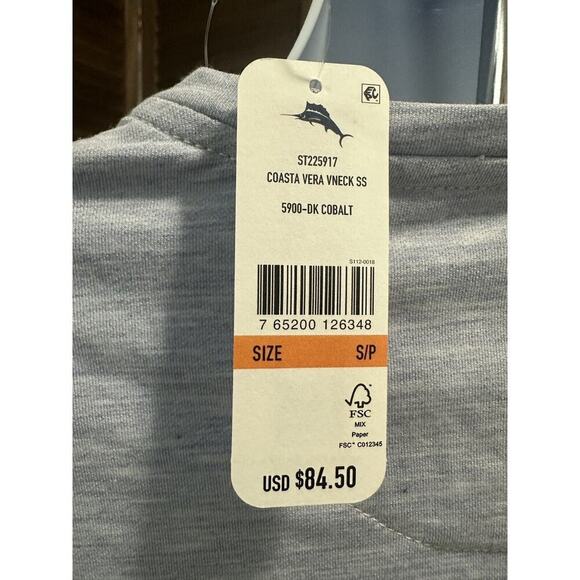 Tommy Bahama Vneck Short Sleeve Coasta Vera Tshirt Dark Cobalt Blue Small - Picture 4 of 4